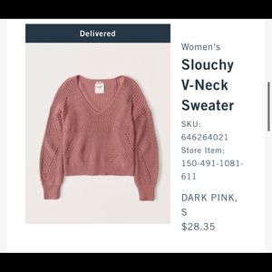 Abercrombie & Fitch Pink Slouchy V-Neck Sweater